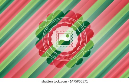 picture icon inside christmas badge.