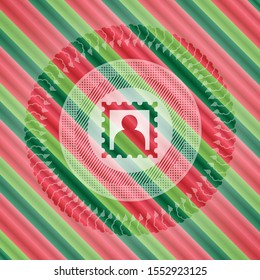 picture icon inside christmas colors style emblem.