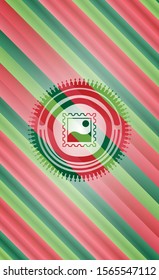 picture icon inside christmas colors style emblem.