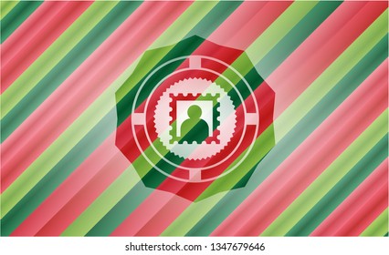 picture icon inside christmas emblem background.