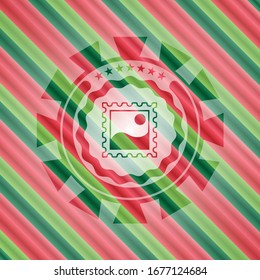 picture icon inside christmas emblem.