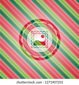 picture icon inside christmas style badge..