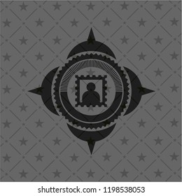 picture icon inside dark badge or emblem