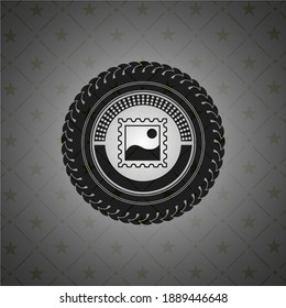 picture icon inside dark badge. 