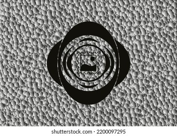 icono de imagen dentro del emblema oscuro con fondo de burbujas. Ilustración vectorial. Detallado. 