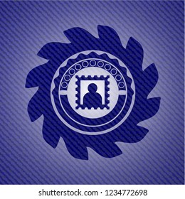 picture icon inside denim background