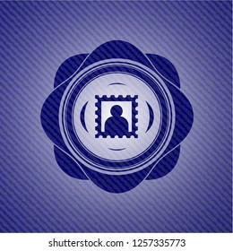picture icon inside denim background