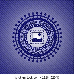 picture icon inside emblem with jean high quality background
