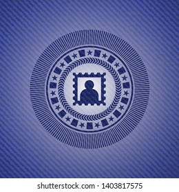 picture icon inside emblem with jean texture