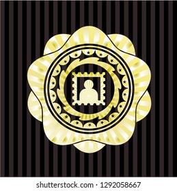 picture icon inside gold emblem or badge