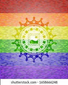 picture icon inside lgbt colors emblem 