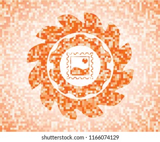 picture icon inside orange mosaic emblem