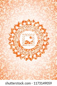 picture icon inside orange mosaic emblem