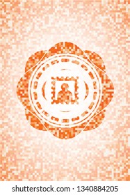 picture icon inside orange mosaic emblem