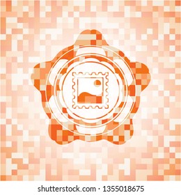 picture icon inside orange mosaic emblem