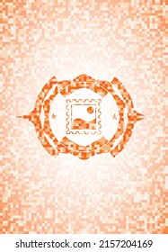 picture icon inside orange mosaic emblem. 