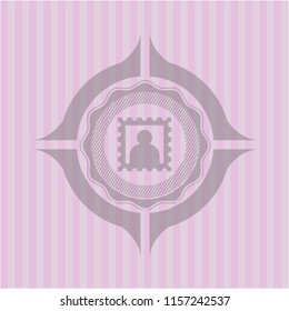 picture icon inside pink emblem. Vintage.