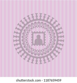 picture icon inside pink emblem. Retro