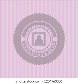 picture icon inside pink emblem. Vintage.