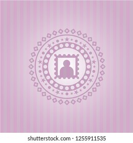 picture icon inside pink emblem. Retro