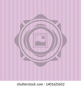 picture icon inside pink emblem. Vintage.