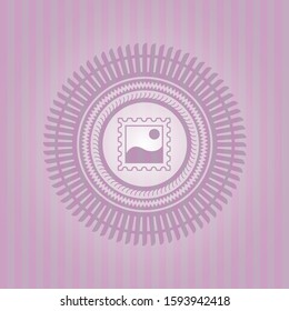 picture icon inside pink emblem. Retro