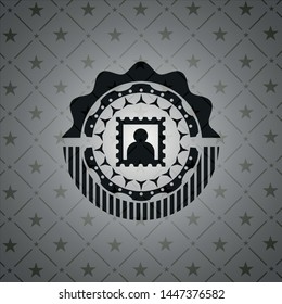 picture icon inside realistic black emblem