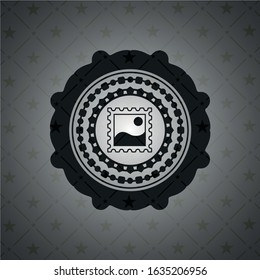 picture icon inside realistic black emblem