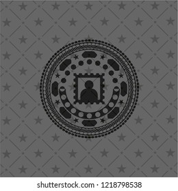 picture icon inside realistic dark emblem