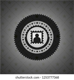 picture icon inside realistic dark emblem