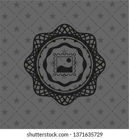 picture icon inside realistic dark emblem