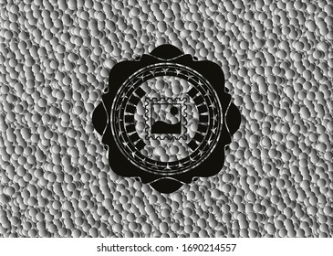 picture icon inside realistic dark emblem with bubbles background. Vector Illustration. Detailed.