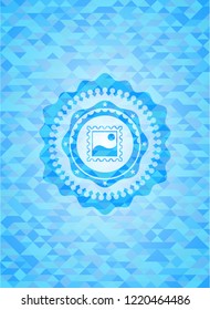 picture icon inside realistic light blue mosaic emblem