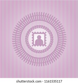 picture icon inside realistic pink emblem