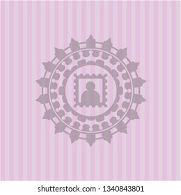 picture icon inside realistic pink emblem