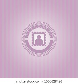 picture icon inside realistic pink emblem
