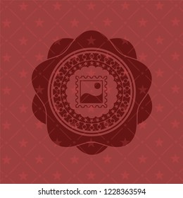 picture icon inside realistic red emblem