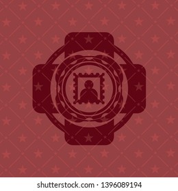 picture icon inside realistic red emblem