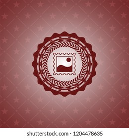 picture icon inside red emblem. Vintage.