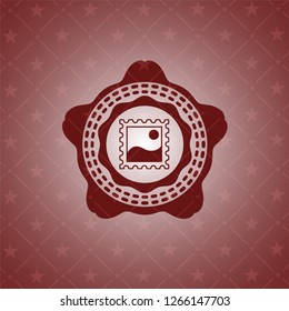picture icon inside red emblem. Vintage.