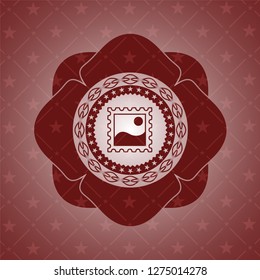 picture icon inside red emblem. Retro