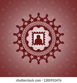 picture icon inside red emblem. Retro