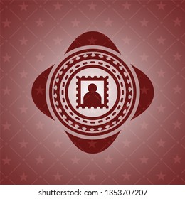 picture icon inside red emblem. Vintage.