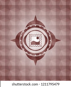 picture icon inside red seamless geometric badge.
