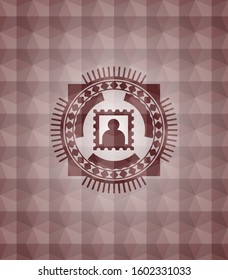 picture icon inside red seamless geometric badge.