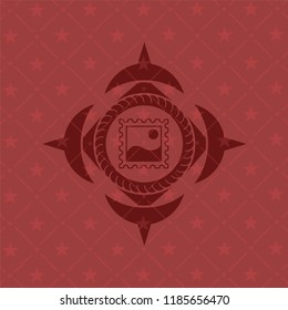 picture icon inside retro red emblem