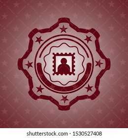 picture icon inside retro red emblem