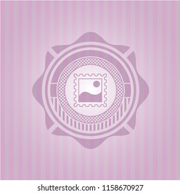 picture icon inside retro style pink emblem
