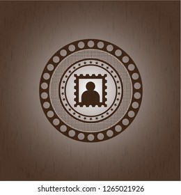 picture icon inside retro style wood emblem