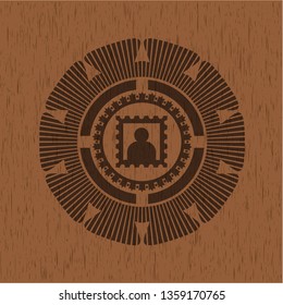 picture icon inside retro style wooden emblem